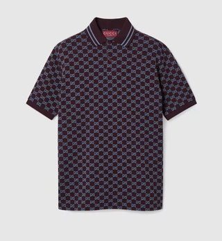 Polo GUCCI in Piquet di cotone jacquard in bordeaux - Moda & Modi Luxury
