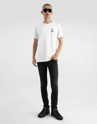 T-shirt DOLCE&GABBANA cotone con ricamo in bianco - Moda & Modi Luxury