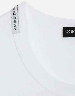 T-shirt DOLCE&GABBANA cotone con ricamo in bianco - Moda & Modi Luxury