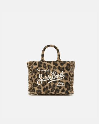 Borsa a mano SAINT BARTH Vanity Mini Felt in misto lana leopardata - Moda & Modi Luxury