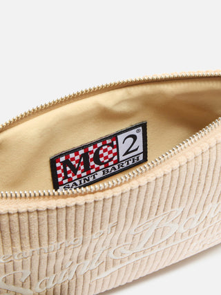 Borsa SAINT BARTH Crossbody Parisienne Corduroy in Velluto a coste Beige - Moda & Modi Luxury