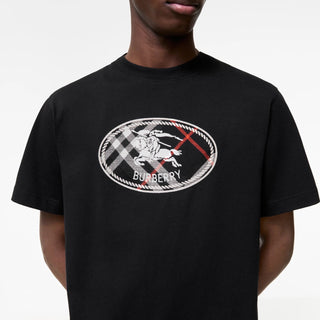 T-shirt BURBERRY in cotone Check con Knight stamp - Moda & Modi Luxury