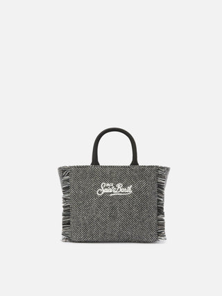 Borsa a mano SAINT BARTH Vanity Mini Wool in misto lana spinato - Moda & Modi Luxury