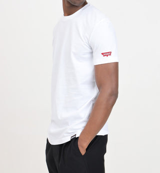 DSQUARED2 T-shirt bianca da uomo con patch logo in rosso - Moda & Modi Luxury
