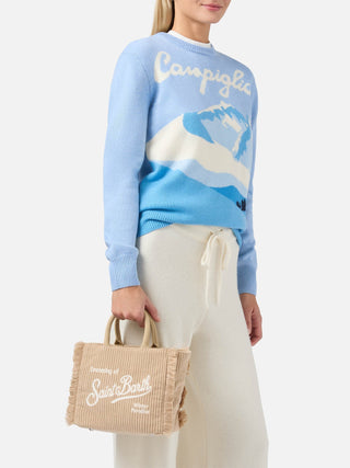 Borsa SAINT BARTH a mano Vanity mini Corduroy in Velluto a coste e faux suede Beige - Moda & Modi Luxury