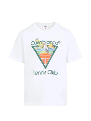 T-shirt CASABLANCA White Tennis Club Icon Pyramid Abduction Short Sleeve - Moda & Modi Luxury