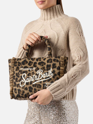 Borsa a mano SAINT BARTH Colette Felt in misto lana leopardata - Moda & Modi Luxury