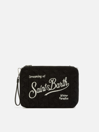 Borsa SAINT BARTH Crossbody Parisienne wool bride in misto lana a trecce nera - Moda & Modi Luxury