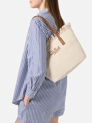 Borsa SAINT BARTH shopper City Medium in canvas con frange - Moda & Modi Luxury