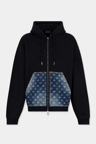 Felpa DSQUARED2 con cappuccio e zip D2 in Monogramma - Moda & Modi Luxury