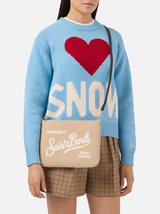 Borsa SAINT BARTH Crossbody Parisienne Corduroy in Velluto a coste Beige - Moda & Modi Luxury