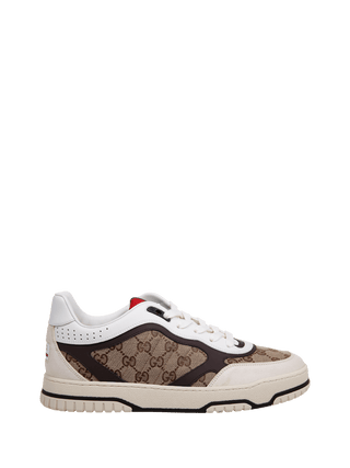 Sneaker GUCCI Uomo Re - Web in Tessuto GG Beige ed Ebano - Moda & Modi Luxury