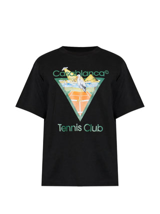 T-shirt CASABLANCA Black Tennis Club Icon Pyramid Abduction Short Sleeve - Moda & Modi Luxury