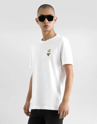 T-shirt DOLCE&GABBANA cotone con ricamo in bianco - Moda & Modi Luxury