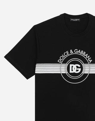 T-shirt DOLCE&GABBANA in cotone interlock stampa logo DG - Moda & Modi Luxury