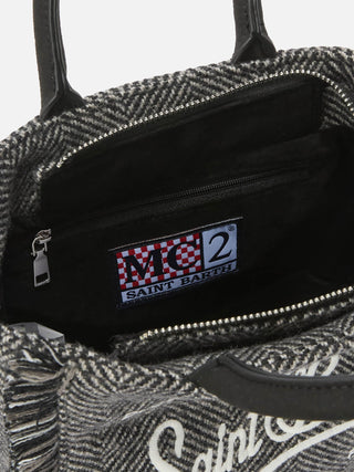 Borsa a mano SAINT BARTH Vanity Mini Wool in misto lana spinato - Moda & Modi Luxury