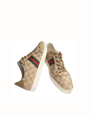 Sneaker GUCCI stretch uomo in tessuto GG sabbia e marrone - Moda & Modi Luxury