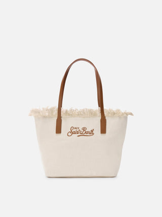 Borsa SAINT BARTH shopper City Medium in canvas con frange - Moda & Modi Luxury