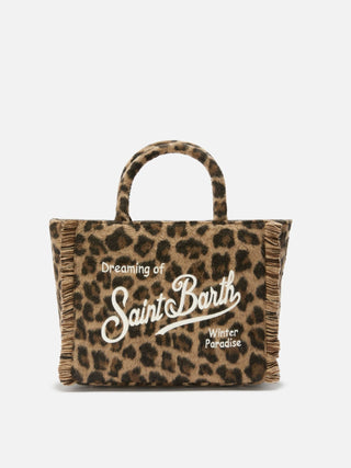 Borsa a mano SAINT BARTH Colette Felt in misto lana leopardata - Moda & Modi Luxury