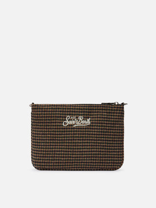 Borsa SAINT BARTH Crossbody Parisienne Wool in misto lana Pied de Poule - Moda & Modi Luxury