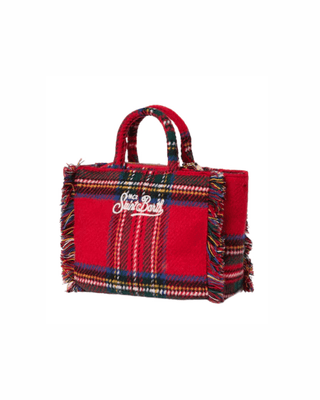 Borsa a mano SAINT BARTH Vanity mini Wool in misto lana tartan - Moda & Modi Luxury