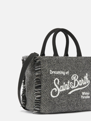Borsa a mano SAINT BARTH Vanity Mini Wool in misto lana spinato - Moda & Modi Luxury