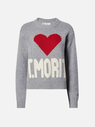 Maglione SAINT BARTH Kyla in lana grigio con jacquard St. Moritz - Moda & Modi Luxury