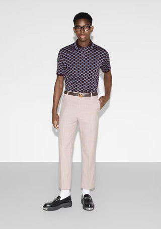 Polo GUCCI in Piquet di cotone jacquard in bordeaux - Moda & Modi Luxury