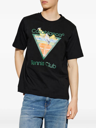 T-shirt CASABLANCA Black Tennis Club Icon Pyramid Abduction Short Sleeve - Moda & Modi Luxury