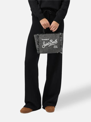 Borsa a mano SAINT BARTH Vanity Mini Wool in misto lana spinato - Moda & Modi Luxury