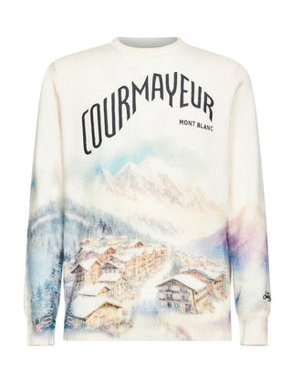 Maglione SAINT BARTH Courmayeur Snowland Heron Print - Moda & Modi Luxury