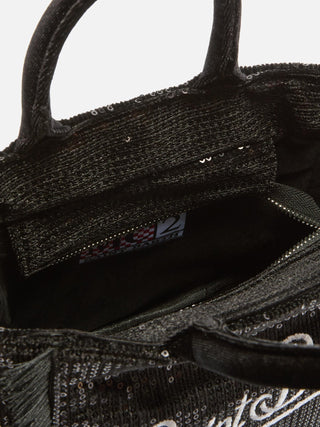 Borsa SAINT BARTH Vanity Mini Velvet in velluto e paillettes nero - Moda & Modi Luxury
