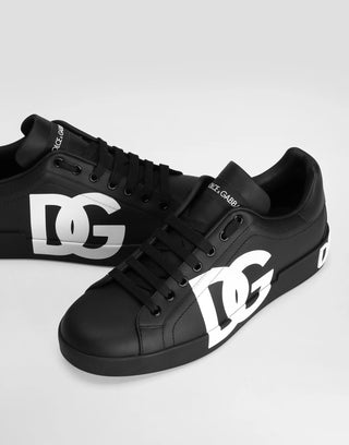 Sneaker Dolce & Gabbana Portofino in pelle di vitello nappata con logo DG stampato - Moda & Modi Luxury