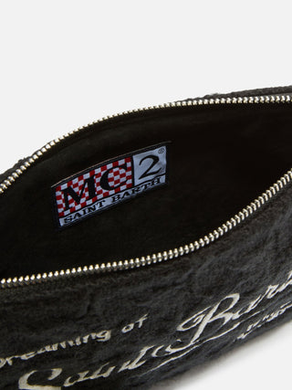 Borsa SAINT BARTH Crossbody Parisienne wool bride in misto lana a trecce nera - Moda & Modi Luxury