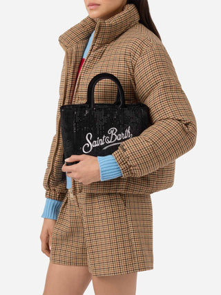 Borsa SAINT BARTH Vanity Mini Velvet in velluto e paillettes nero - Moda & Modi Luxury