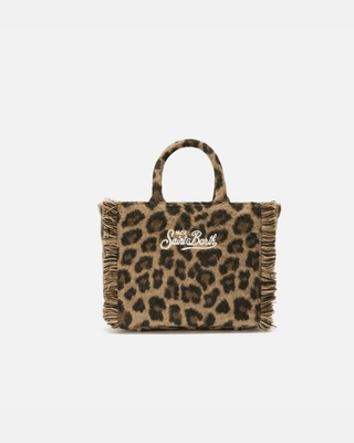Borsa a mano SAINT BARTH Vanity Mini Felt in misto lana leopardata - Moda & Modi Luxury