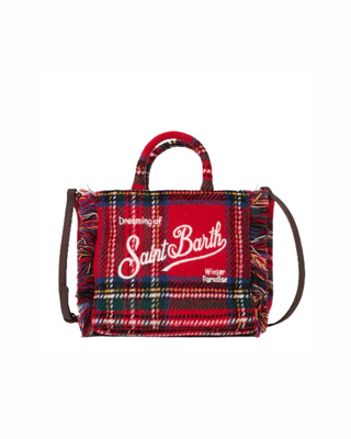 Borsa a mano SAINT BARTH Vanity mini Wool in misto lana tartan - Moda & Modi Luxury