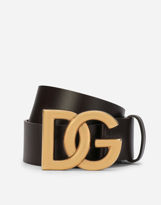 DOLCE & GABBANA Cintura in cuoio lux con fibbia logo DG incrociato - Moda & Modi Luxury