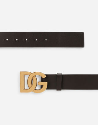DOLCE & GABBANA Cintura in cuoio lux con fibbia logo DG incrociato - Moda & Modi Luxury